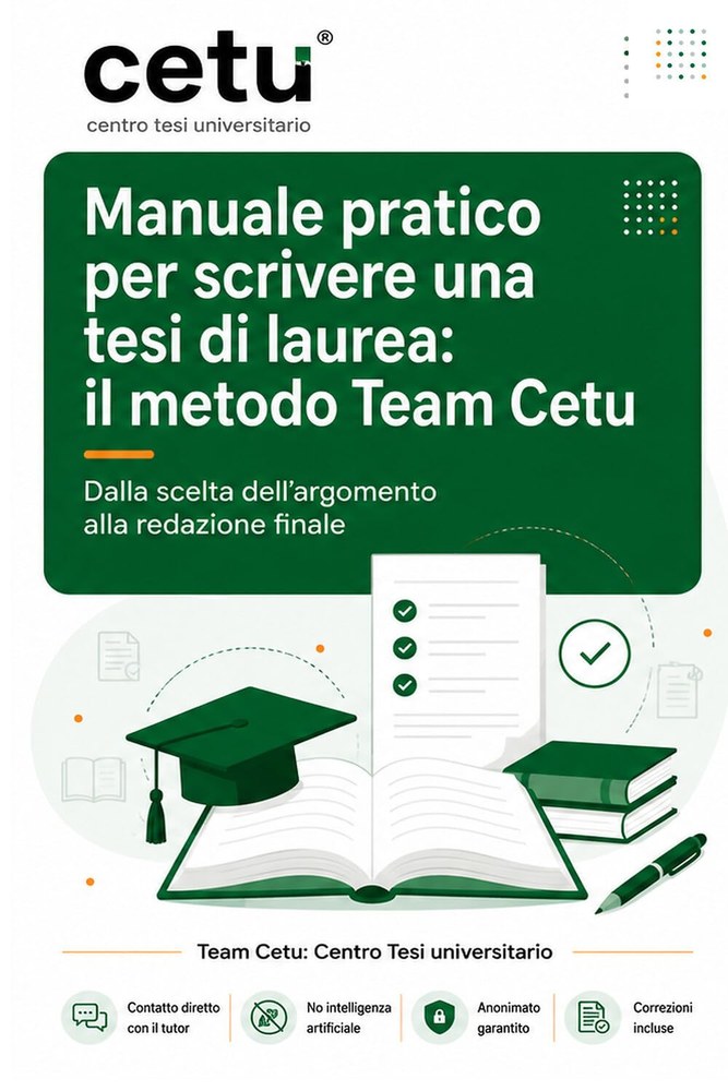 Copertina del libro "Manuale pratico per scrivere una tesi di laurea" di Team Cetu, pubblicato con PubblicaOra